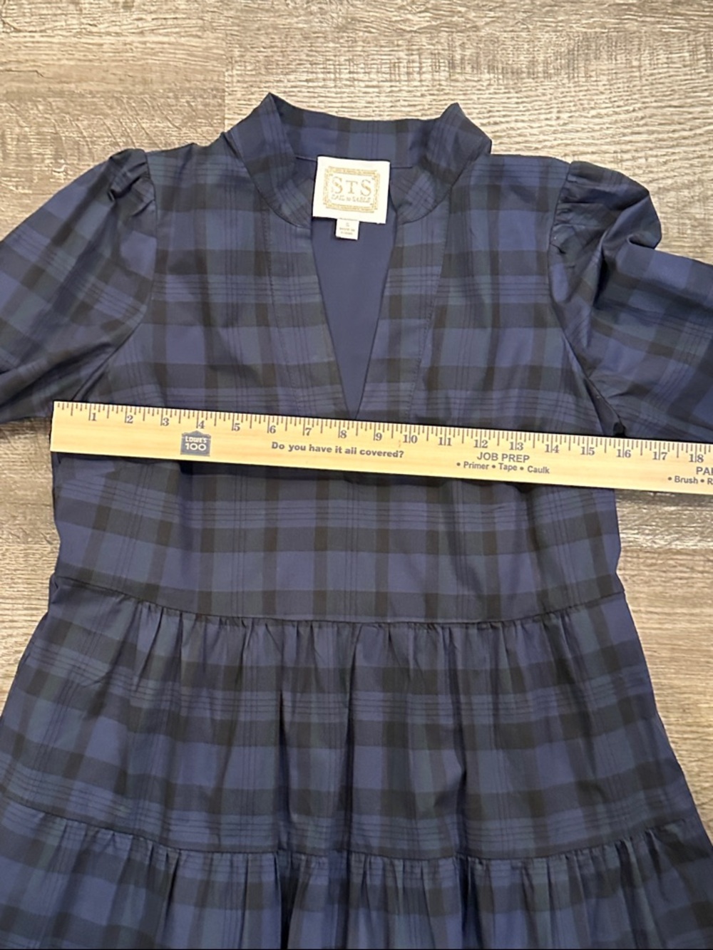 Sail to Sable Navy Plaid Tiered Mini Dress Size Small‎ - Picture 4 of 8